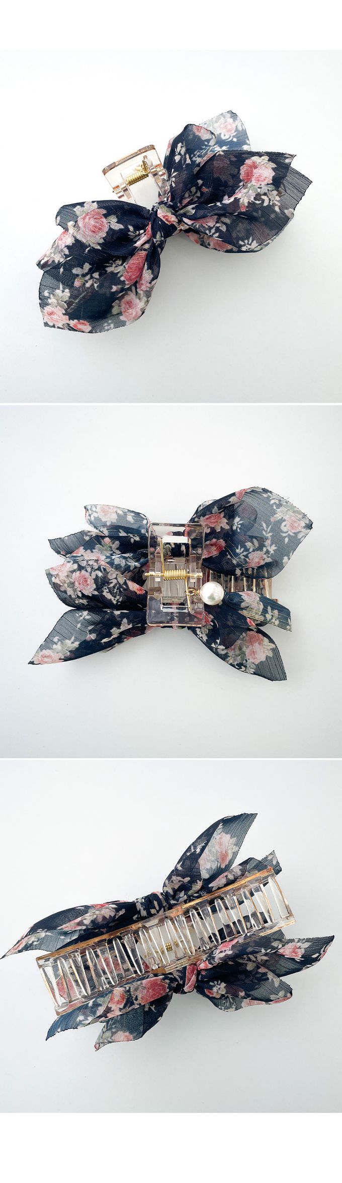 韓國 Soo&Soo - 正韓製浪漫花采蝶結髮夾/抓夾-天空藍