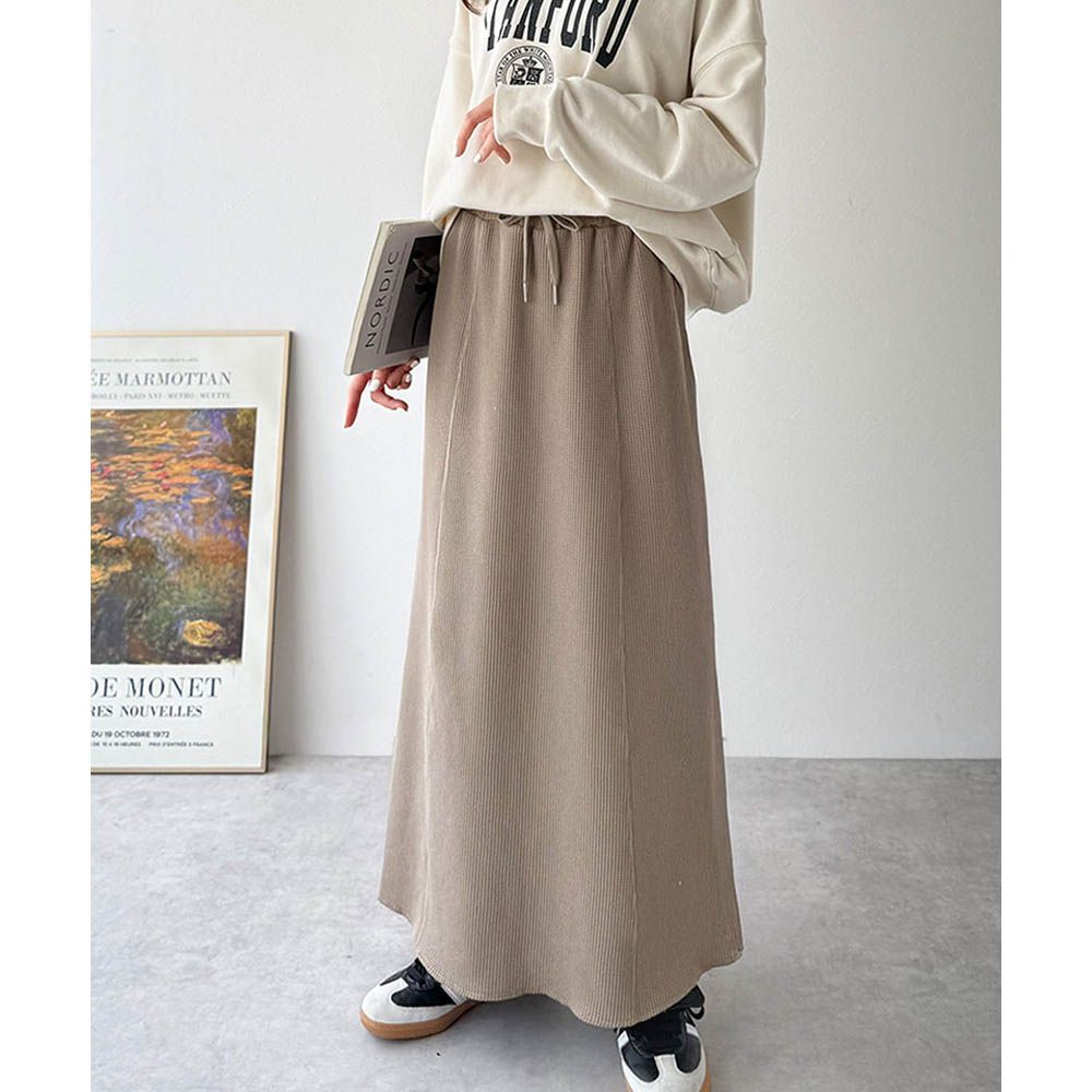 Java 華夫格舒適厚磅魚尾裙-卡其棕
