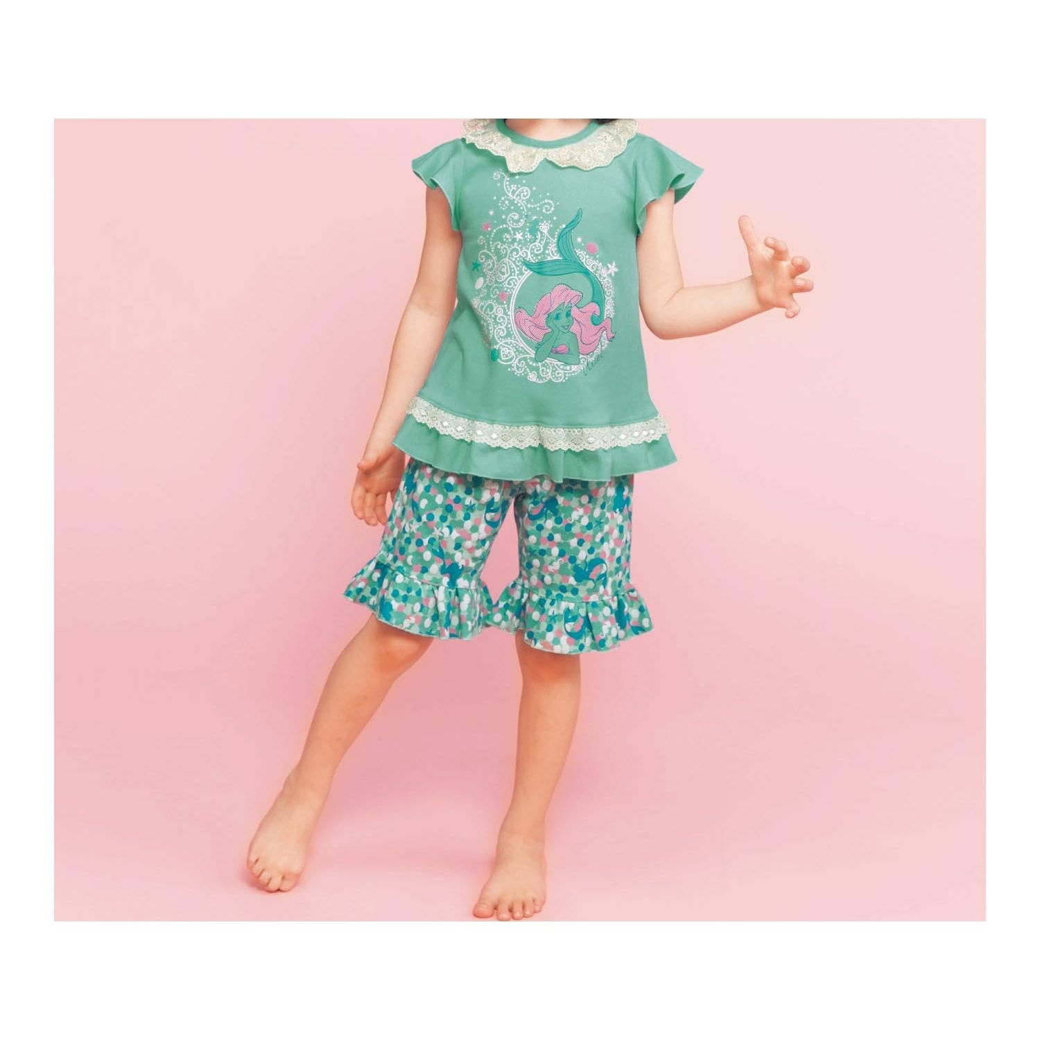 日本千趣會 - 迪士尼 夢幻荷葉短袖家居服/睡衣-米妮點點-粉