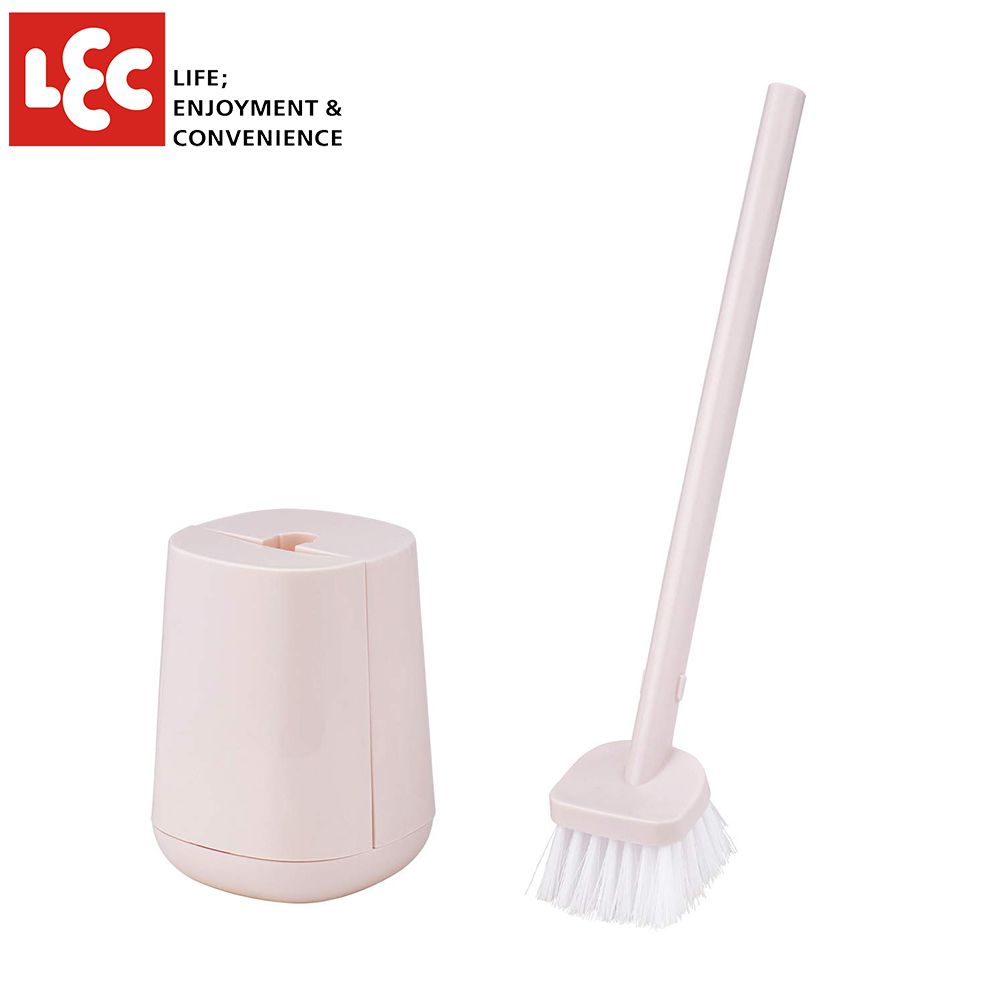 日本 LEC - 馬桶刷附盒-粉-1入