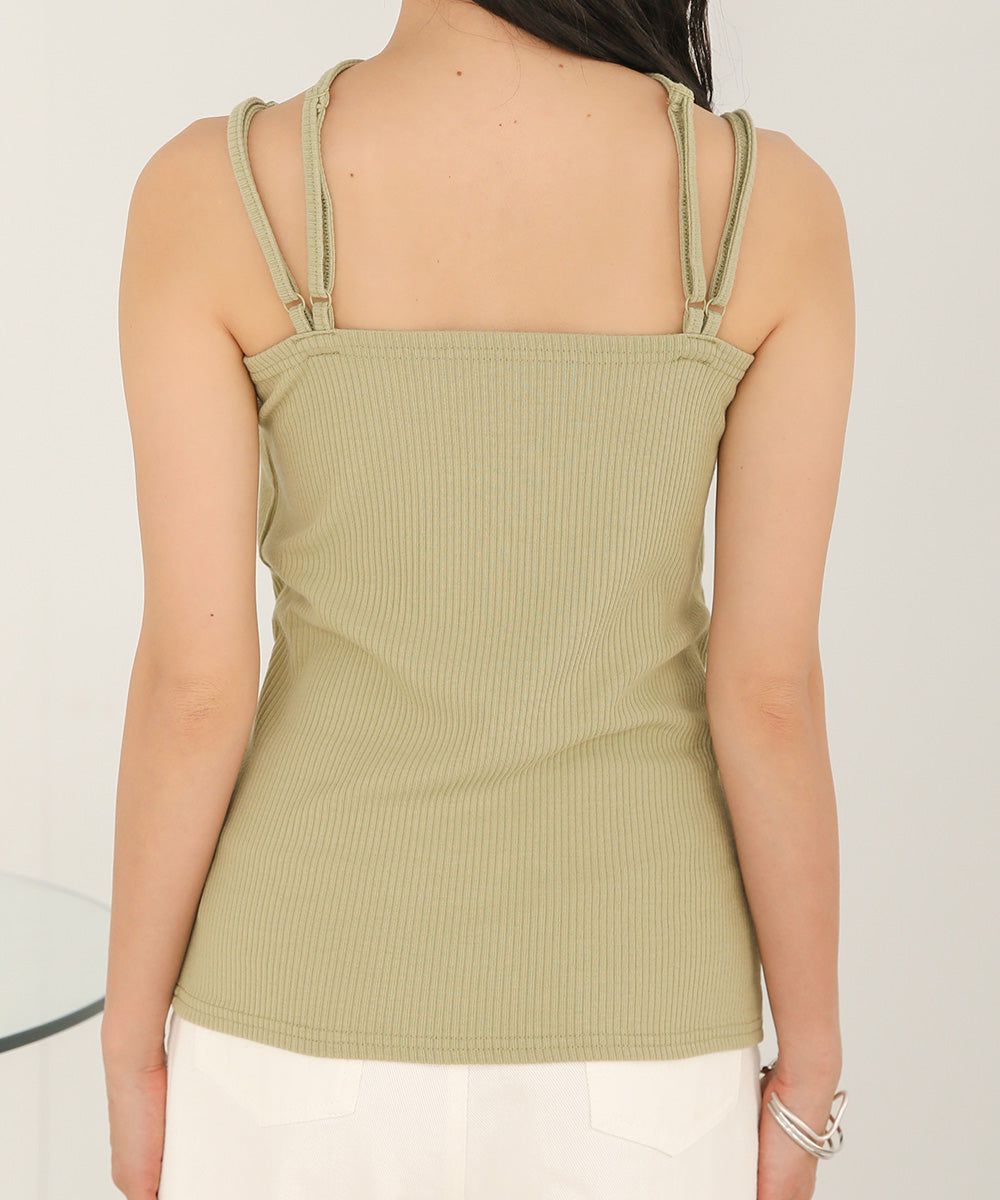 日本 Bab - 2WAY羅紋彈性內搭(附bra)-黑