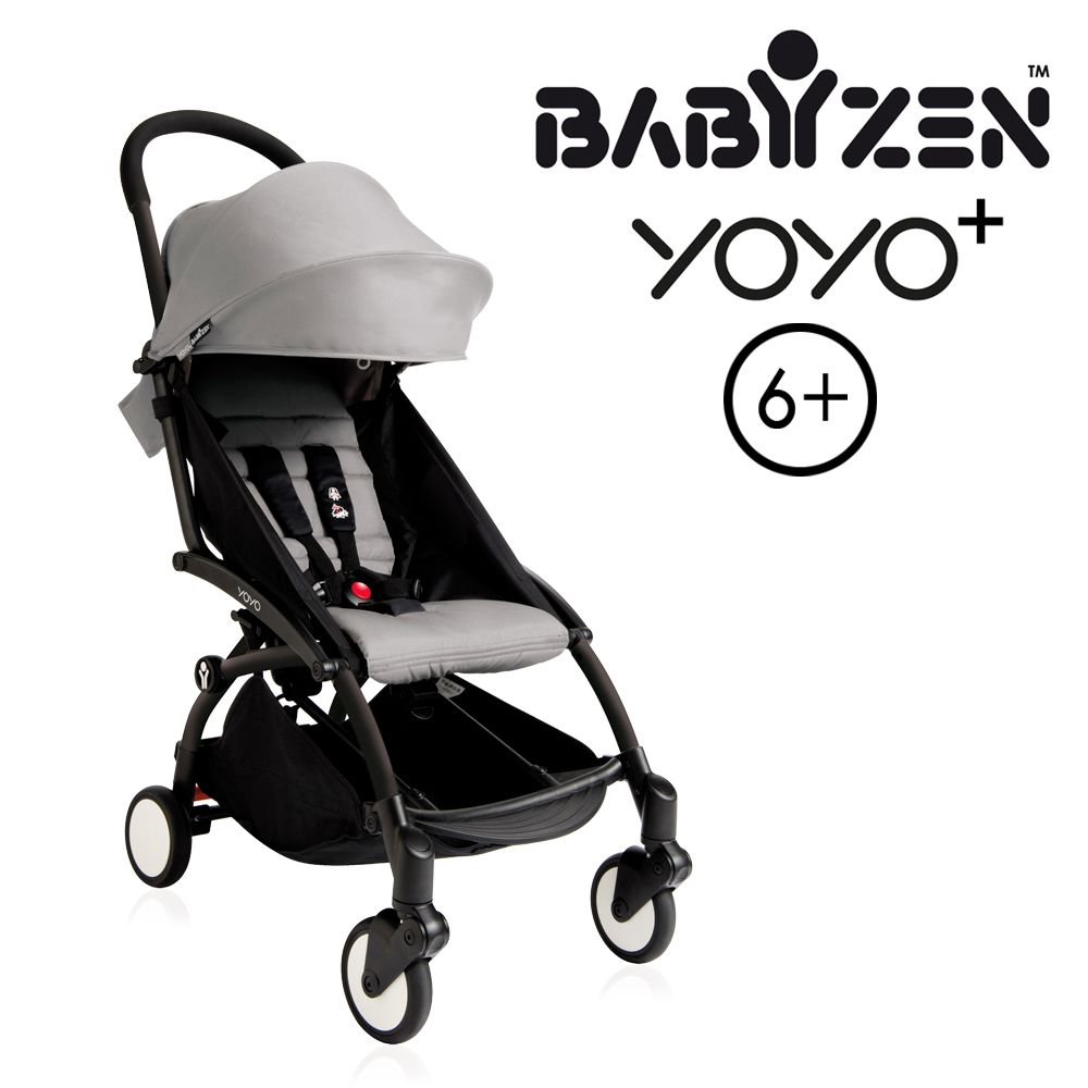 法國BABYZEN YOYO+ - 第三代秒收可登機手推車-黑管-灰-6m+