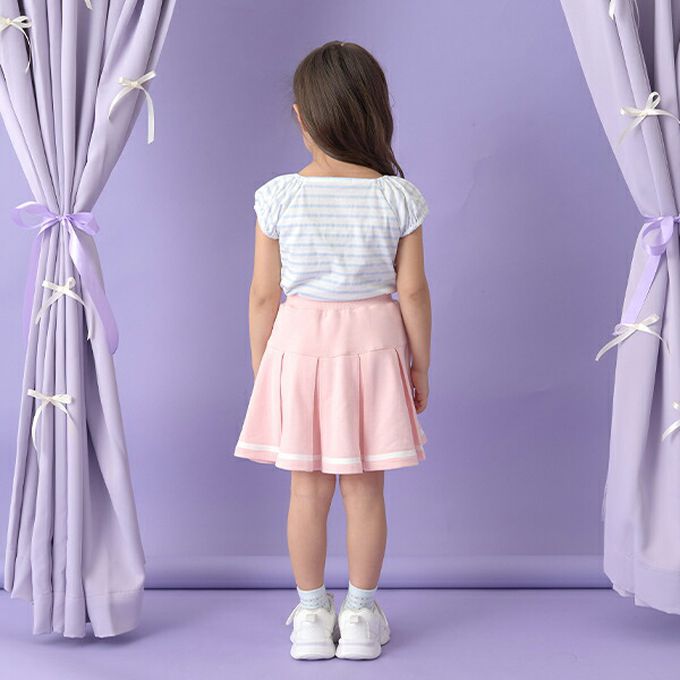 日本 Lycee mine - 水手風百摺短裙-(內襯安全褲)-米白