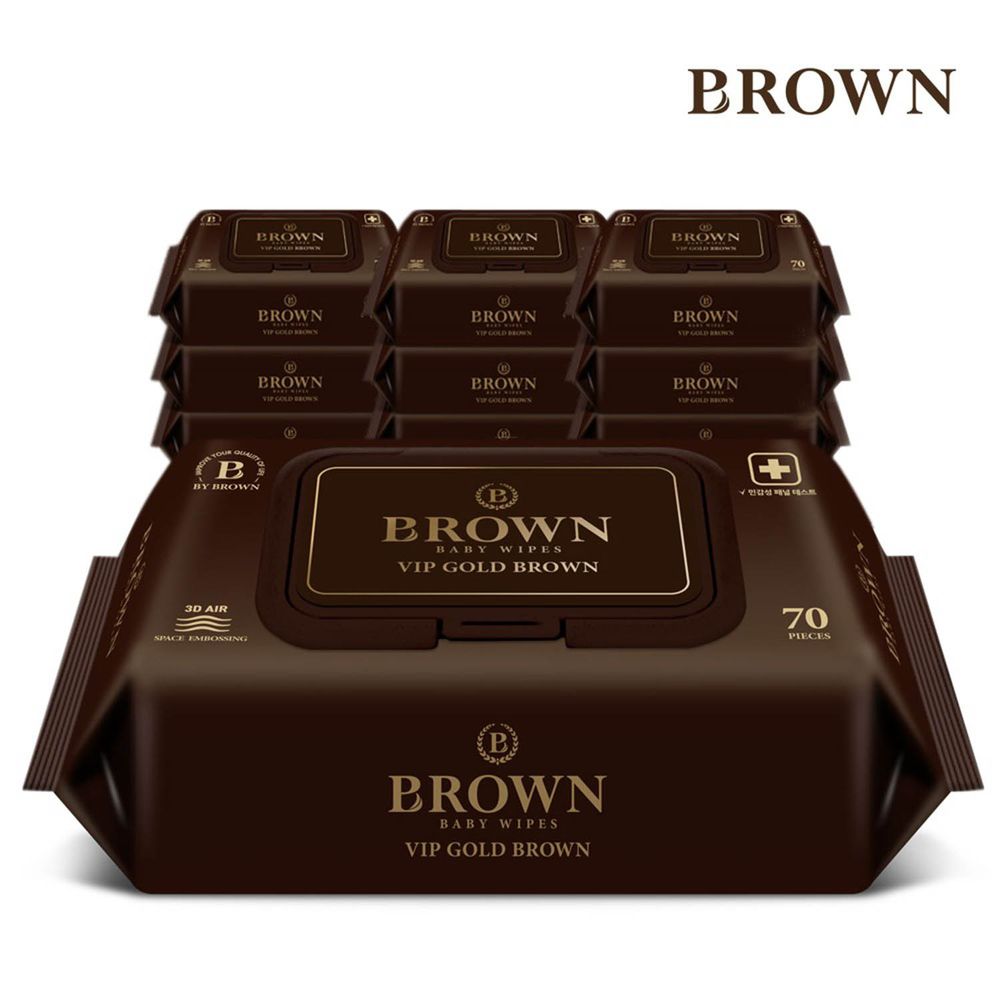 韓國BROWN - VIP GOLD BROWN 濕紙巾-可可果70抽(含蓋)*10包