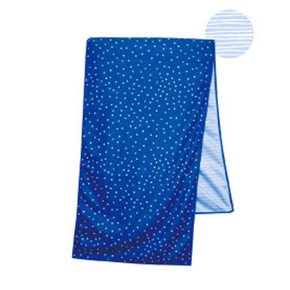 日本現代百貨 - 抗UV水涼感巾(附收納罐)-小點點-深藍 (30x100cm)