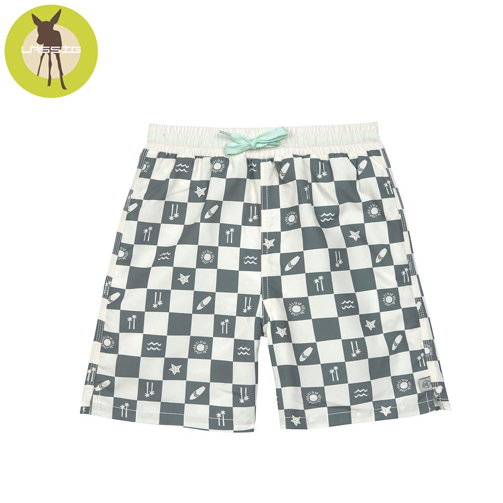 幼童抗UV游泳海灘褲-暮綠格紋