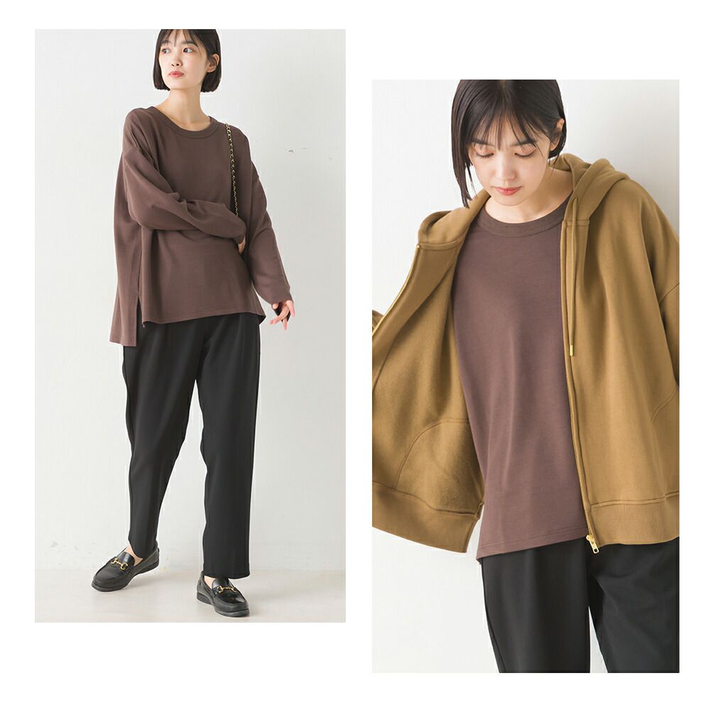 日本 OMNES - ＋3℃蓄熱彈性薄長袖上衣-黑