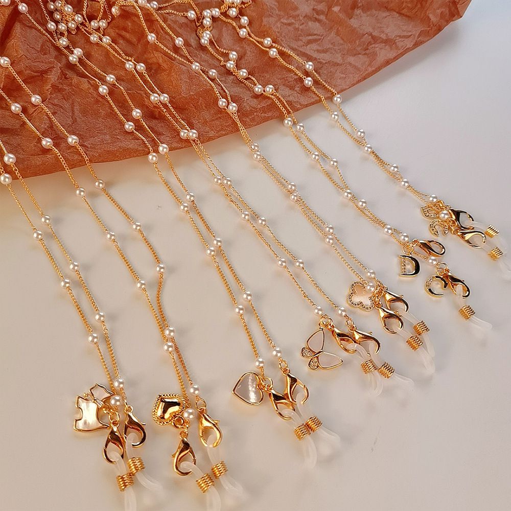 時尚珍珠金鏈口罩/眼鏡掛鏈-珍珠 (總長64cm)