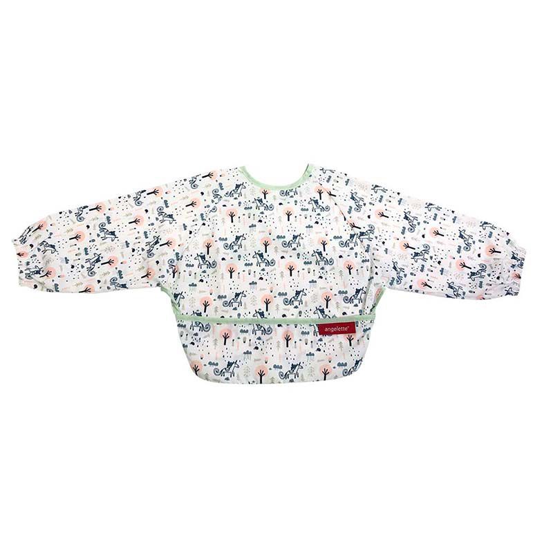 akachan honpo - angelette長袖用餐圍兜-小馬-米白色 (70~95cm)-身高70~95cm體重9~14kg