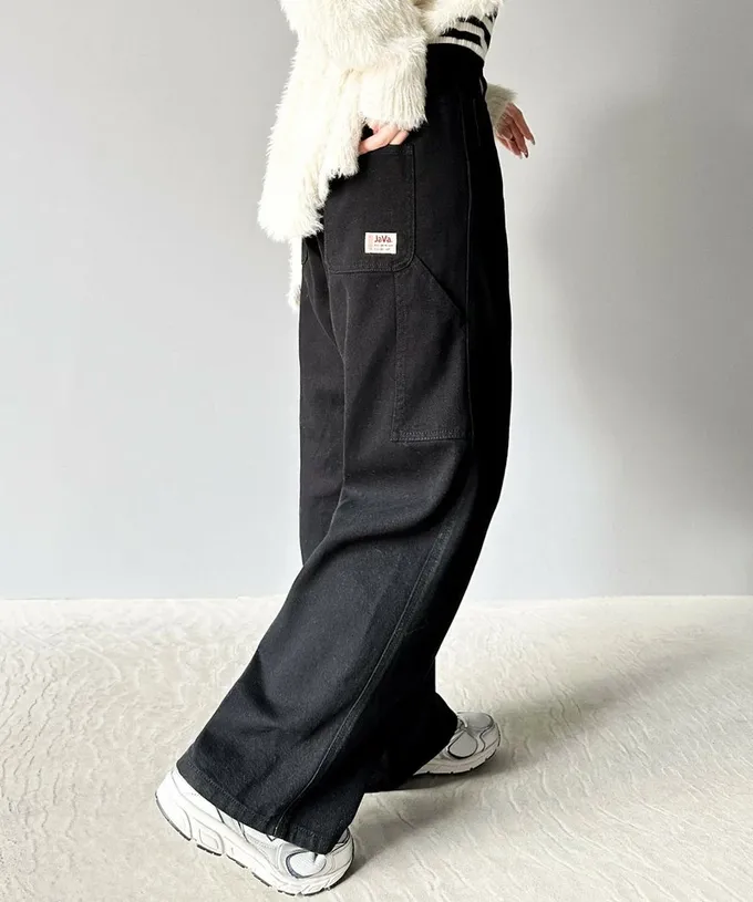 日本 Classical Elf - 超顯瘦厚磅百搭直筒褲-黑