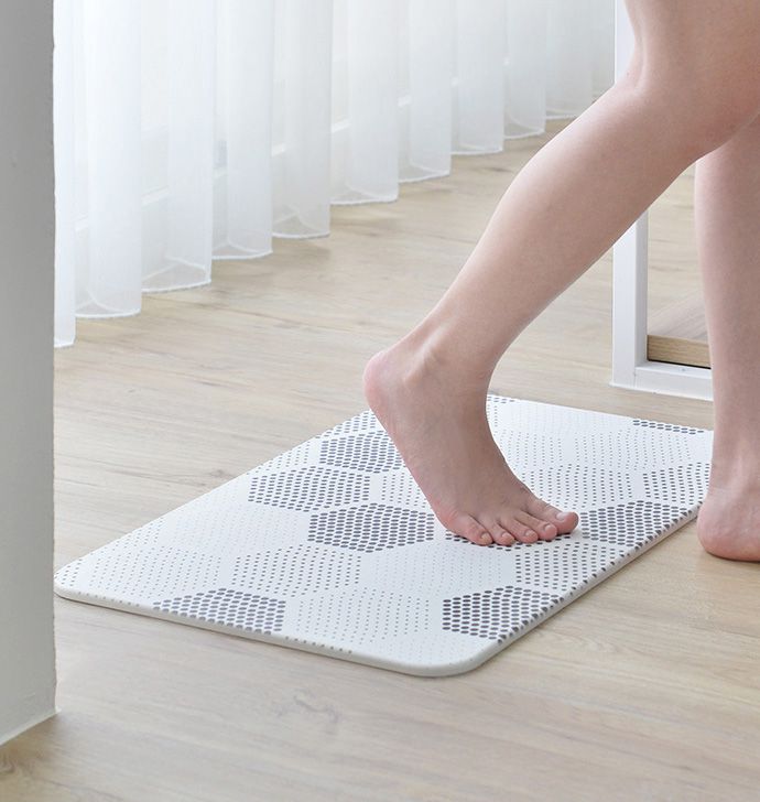 家窩 - MIT 峇斯克印花防霉速乾珪藻土地墊(39x60cm)-4色可選-藍調花磚