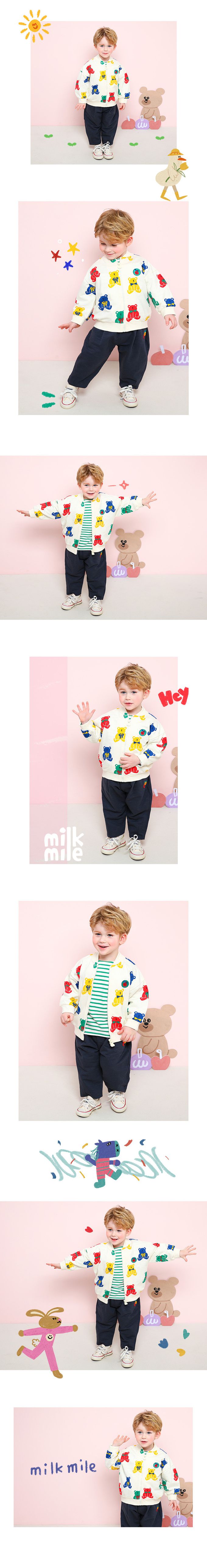 韓國 milk mile - 彩色果凍熊印拉鍊外套