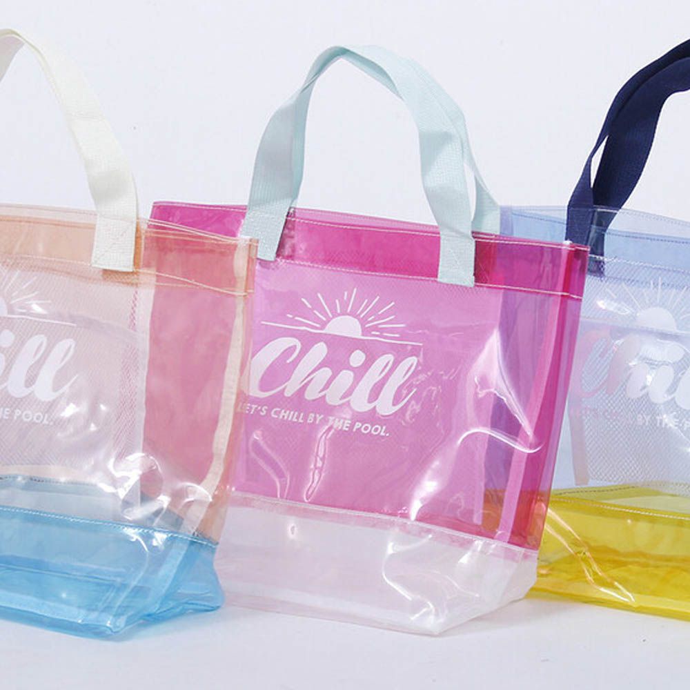 撞色果凍系PVC玩水托特包-桃粉 (26x30x15cm)