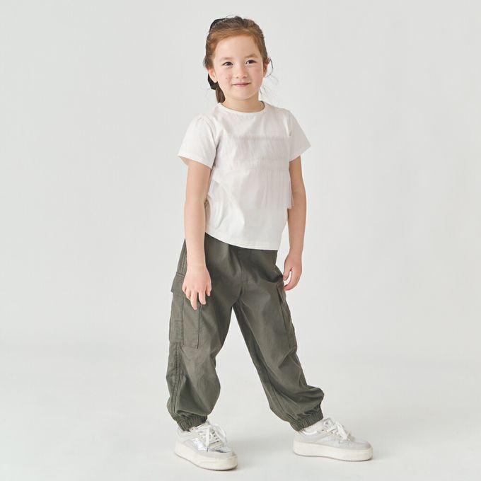 日本 evercloset - 100%棉 層次透明蕾絲短袖上衣-白