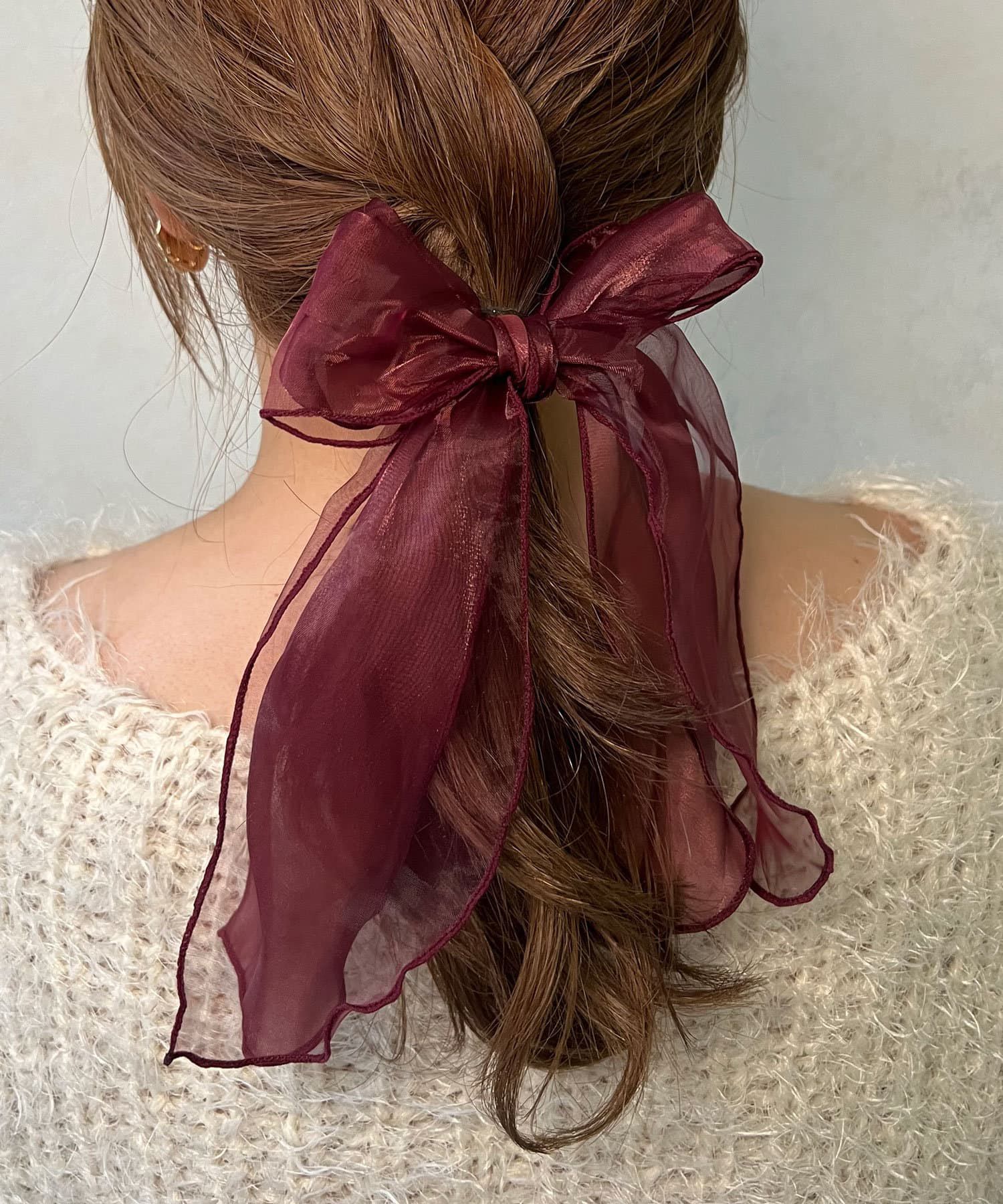 日本 Lattice - 仙女絲帶大蝴蝶結髮圈-象牙