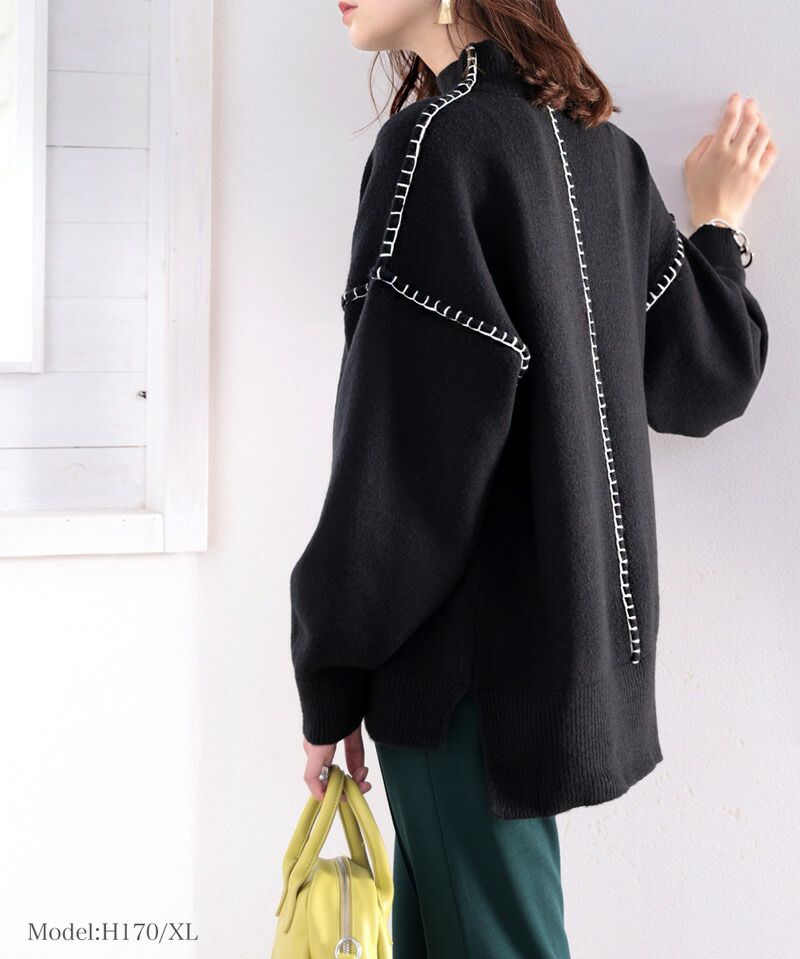 日本 Classical Elf - 復古粗縫線針織毛衣-肉桂橘