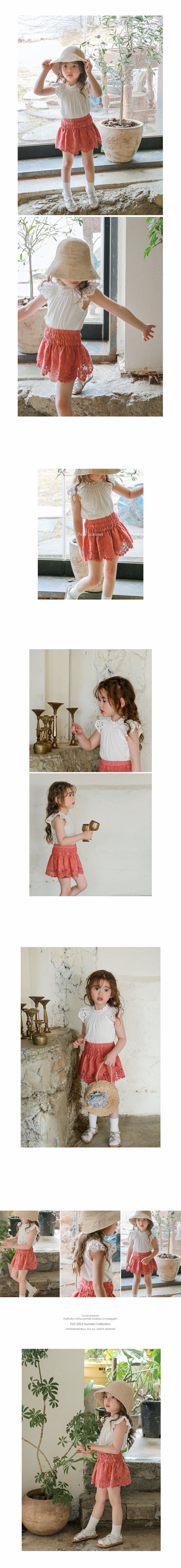 韓國 Puellaflo - 鏤空立體袖胸前抓皺上衣-象牙白