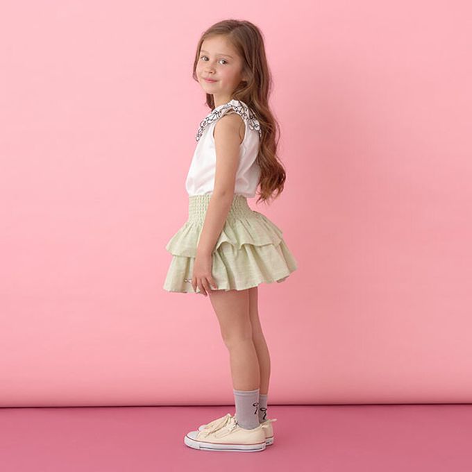 日本 Lycee mine - 精緻櫻桃蕾絲領無袖上衣-白