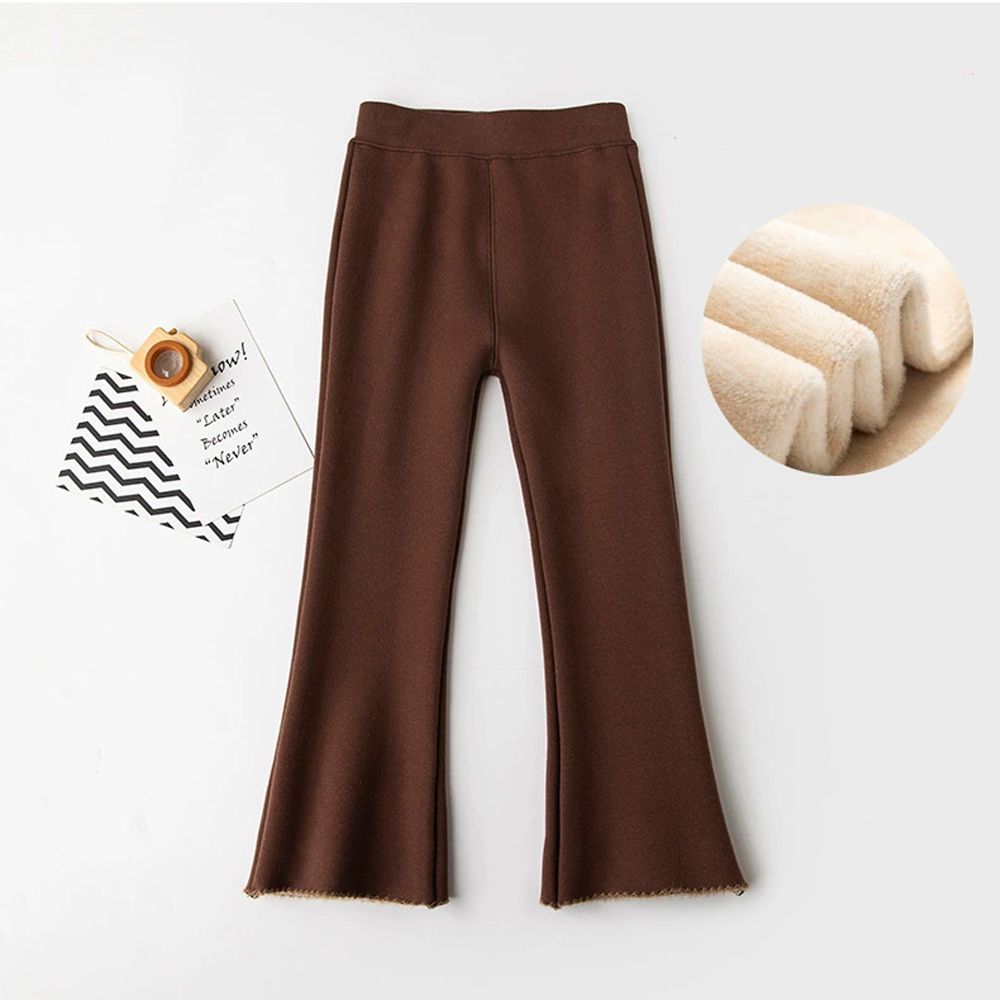 加絨保暖微喇叭內搭褲-咖啡色