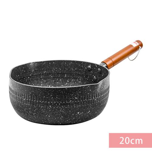 日式錘紋不沾雪平鍋-無蓋-曜岩黑 (20cm)