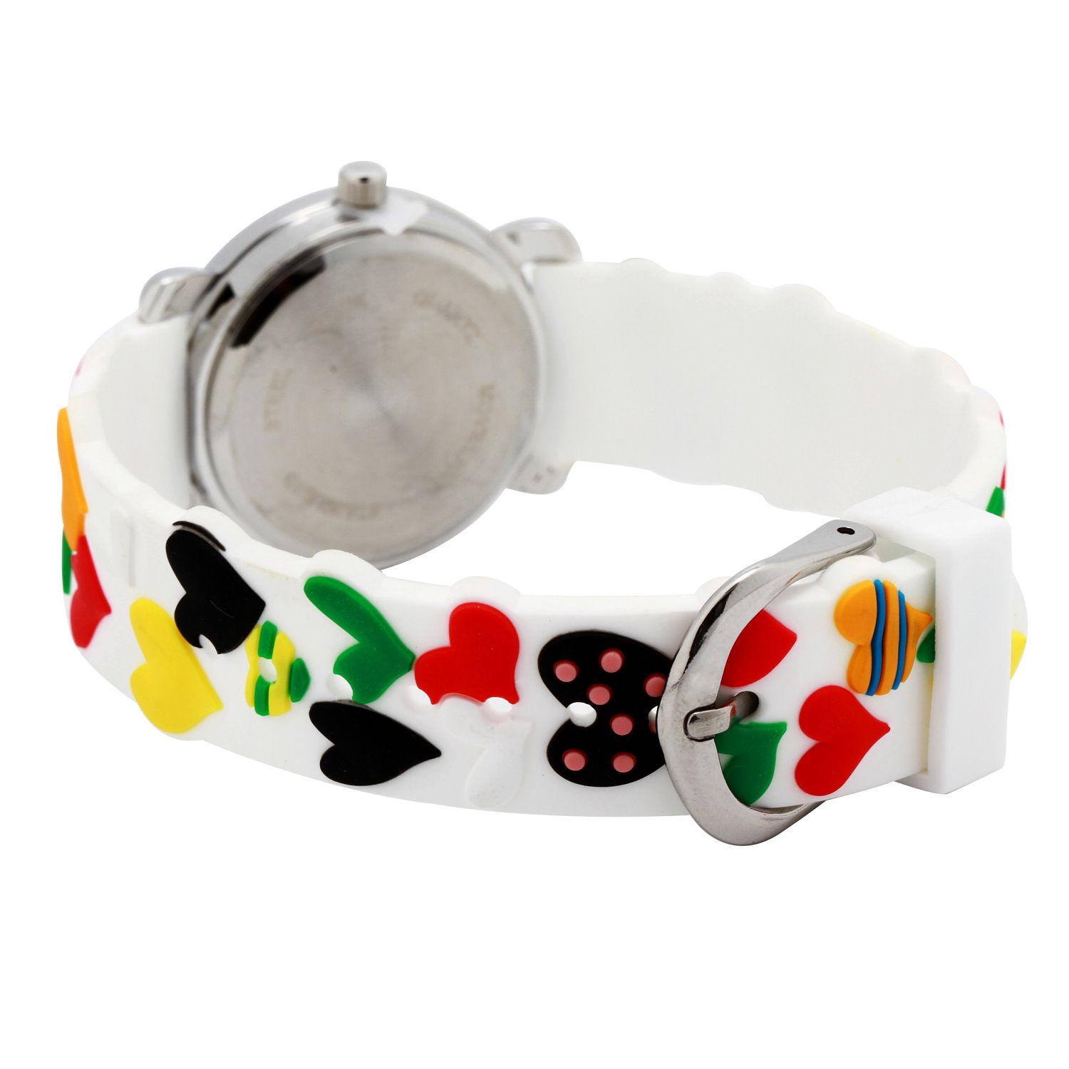 3D立體卡通兒童手錶-經典小圓錶-白色大愛心