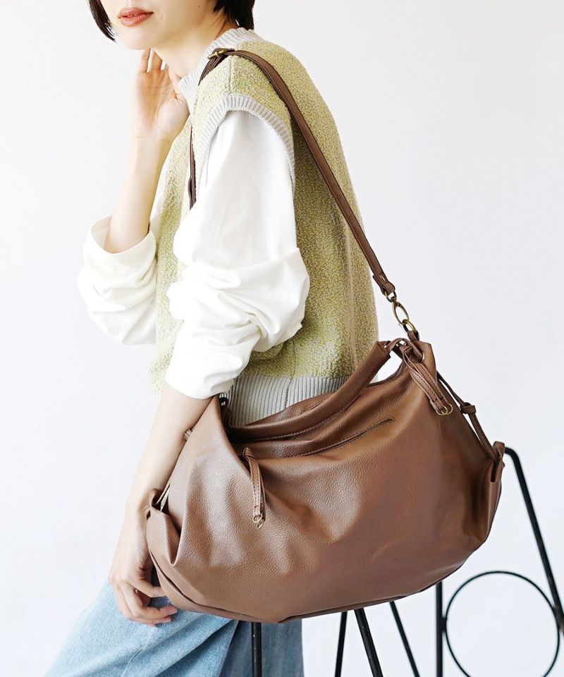 日本 zootie - 2WAY皮革輕量時尚肩背包/通勤包-石墨灰