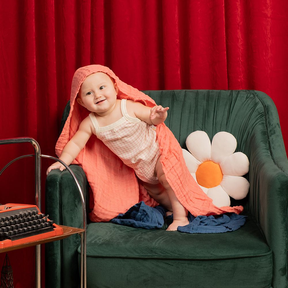 棉之境 3層純棉紗布包巾2入組-珊瑚紅-90*90cm