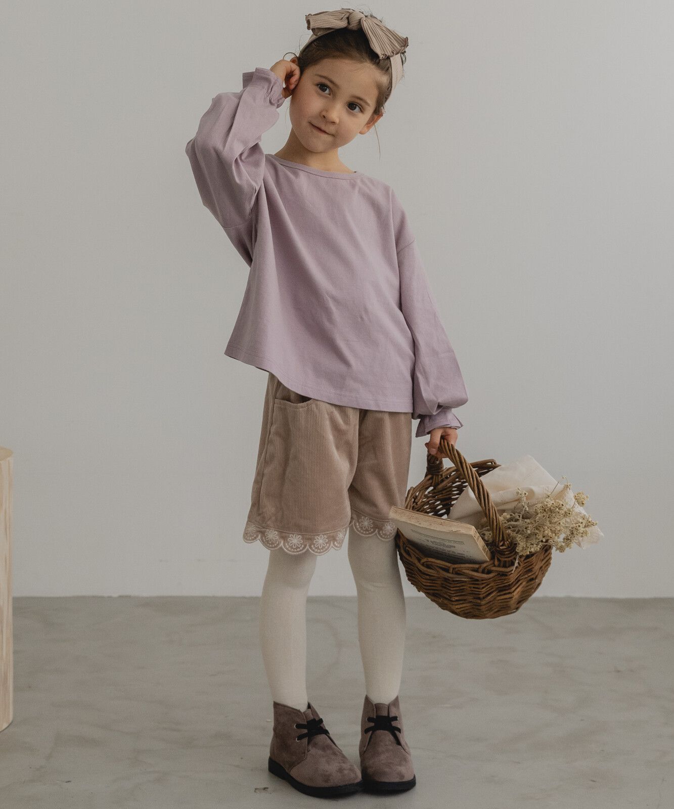 日本 PAIRMANON - 柔棉100% 可愛捲邊薄長袖上衣-桃粉