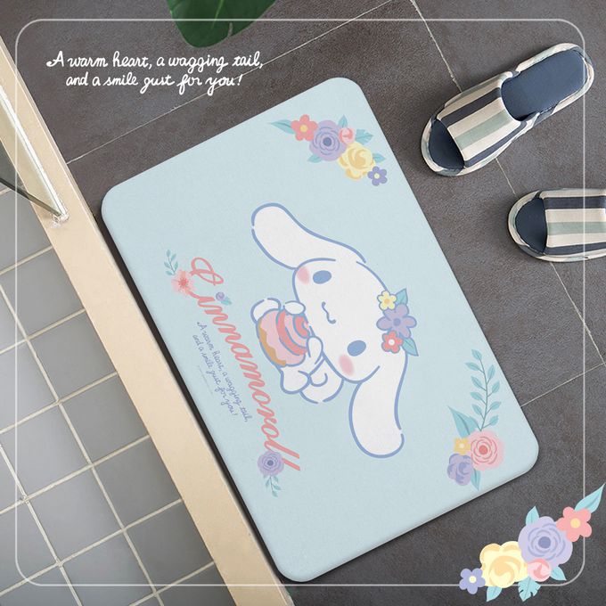 收納王妃 - Sanrio三麗鷗【白兔&哈尼兔】 珪藻土軟式吸水地墊 浴室地墊 腳踏墊 吸水墊60X40X0.5cm