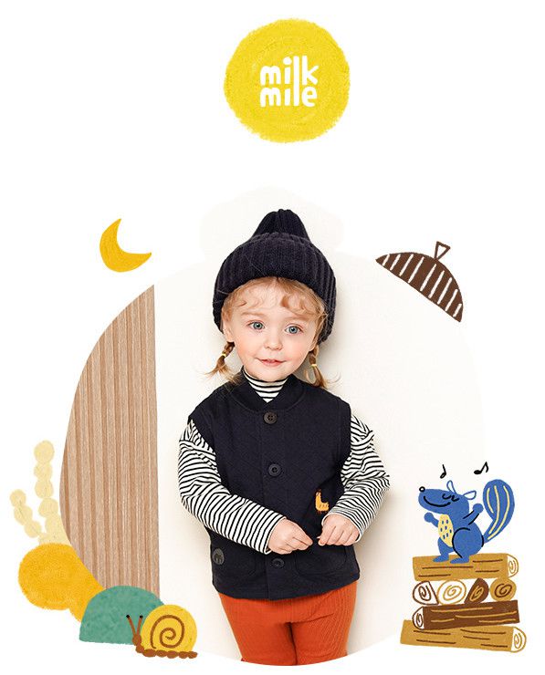 韓國 milk mile - 衍縫鋪棉鈕扣背心-駱馬-灰