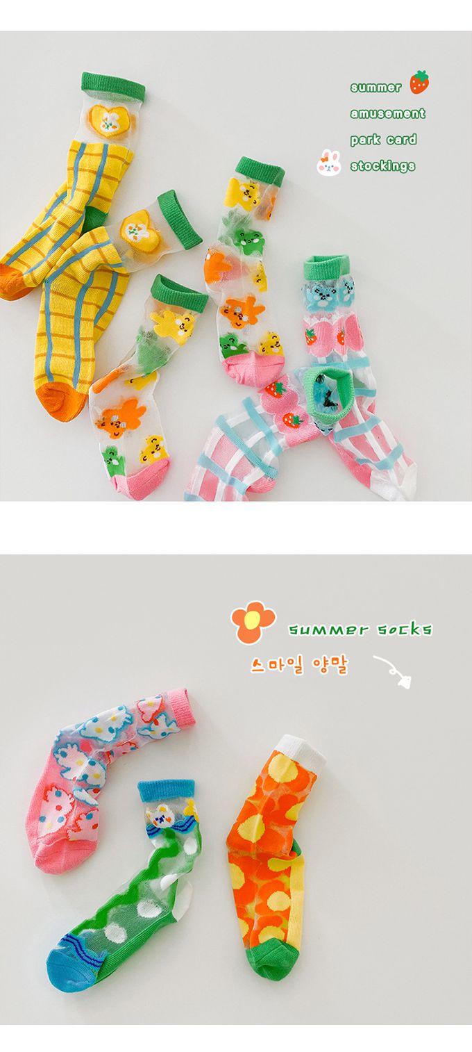 JB clothes - 三入一組-1202夏日游樂園卡絲水晶襪