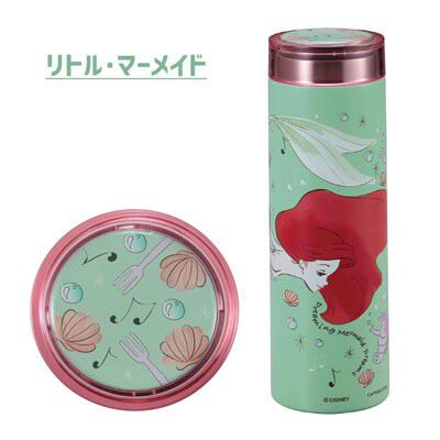 日本 Pearl 金屬 - 迪士尼 輕量不鏽鋼保冷保溫瓶-米奇米妮愛心-米灰-300ml