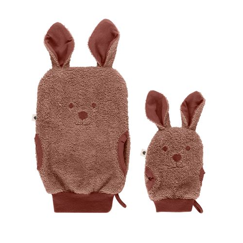 Bath Mits Kangaroo 袋鼠澡巾組-棕色-2入(大小各1)