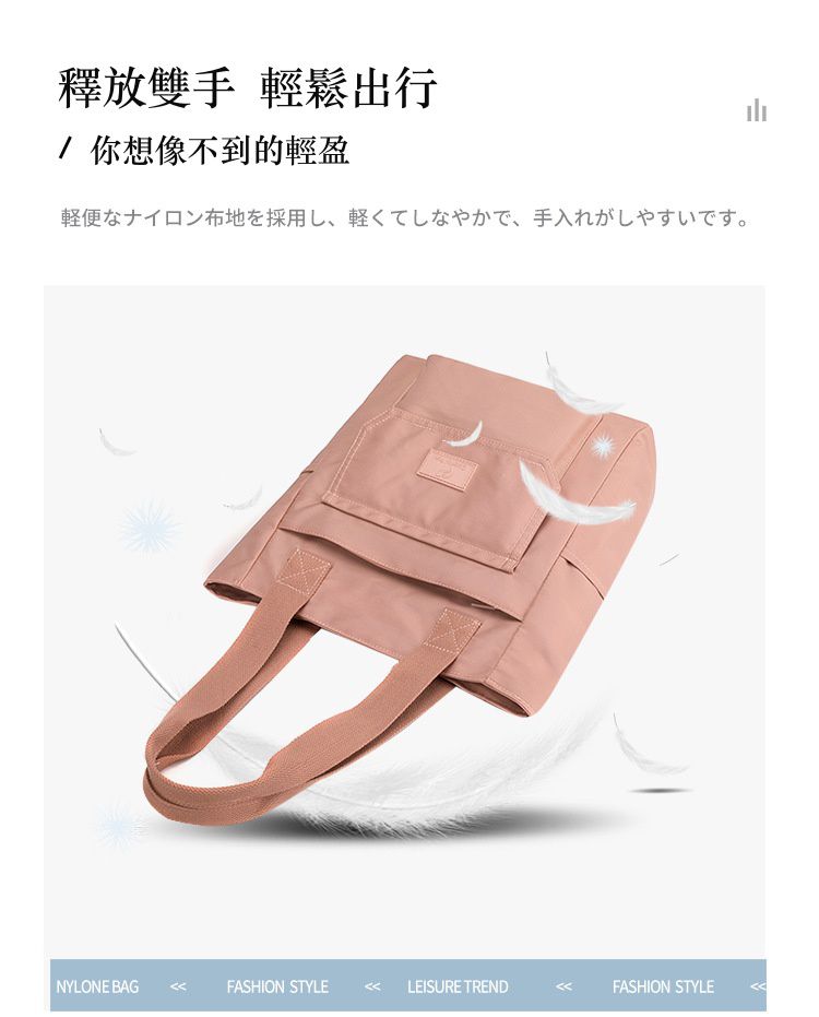 防潑水百搭單肩手提包-深藍色 (32x12x27cm)