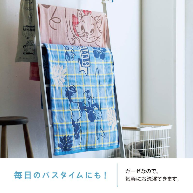 日本千趣會 - 日本製 迪士尼純棉三重紗今治浴巾-瑪麗貓-粉紅 (60×100cm)