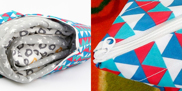 韓國 Coney Island - 防水睡袋收納袋(純棉內裏)-幾何三角形-紅藍 (77.5*42.5*11cm)