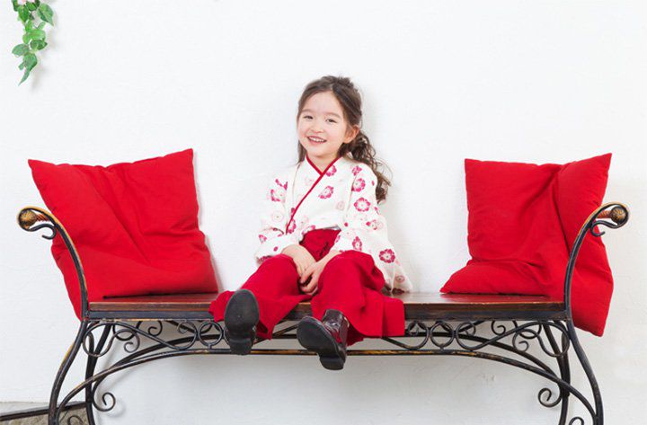 日本 Chil2 - 純棉日本傳統袴/和服(兩件式)-箭羽-紅