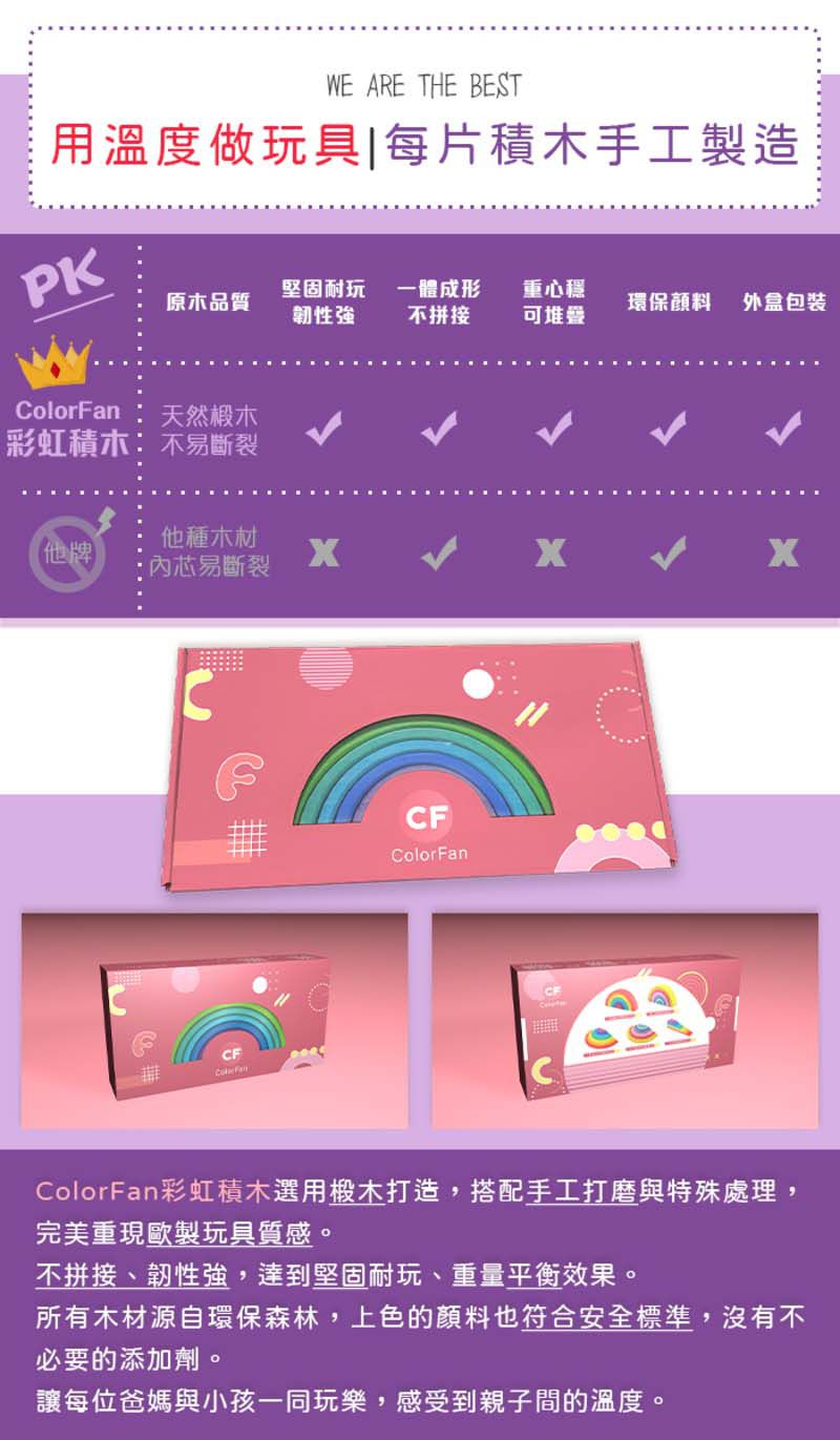 ColorFan - 益智彩虹積木-亮面彩虹球(6入/組)