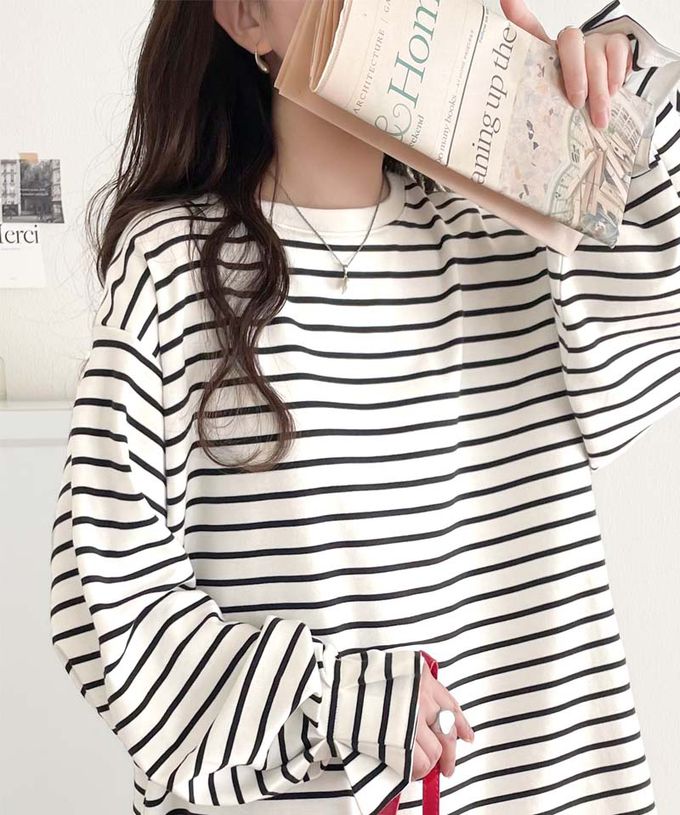 日本 Classical Elf - 100%棉 船領顯瘦糖果袖上衣-奶油白