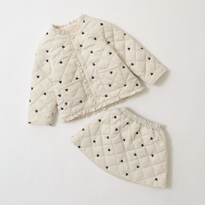 日本 Lycee mine - 滿版愛心俏麗絎縫褲裙-咖啡