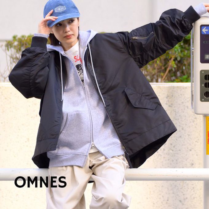 日本 OMNES - 優雅帥氣A字型寬版MA-1飛行外套-軍綠