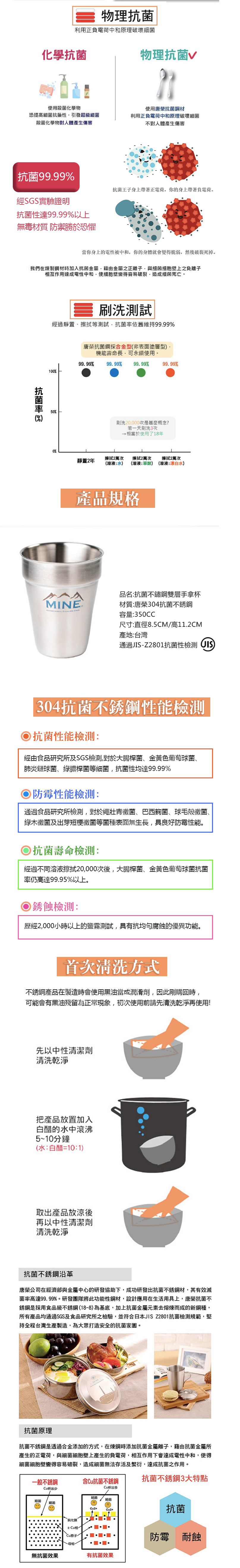 唐榮抗菌 - 抗菌不銹鋼雙層手拿杯