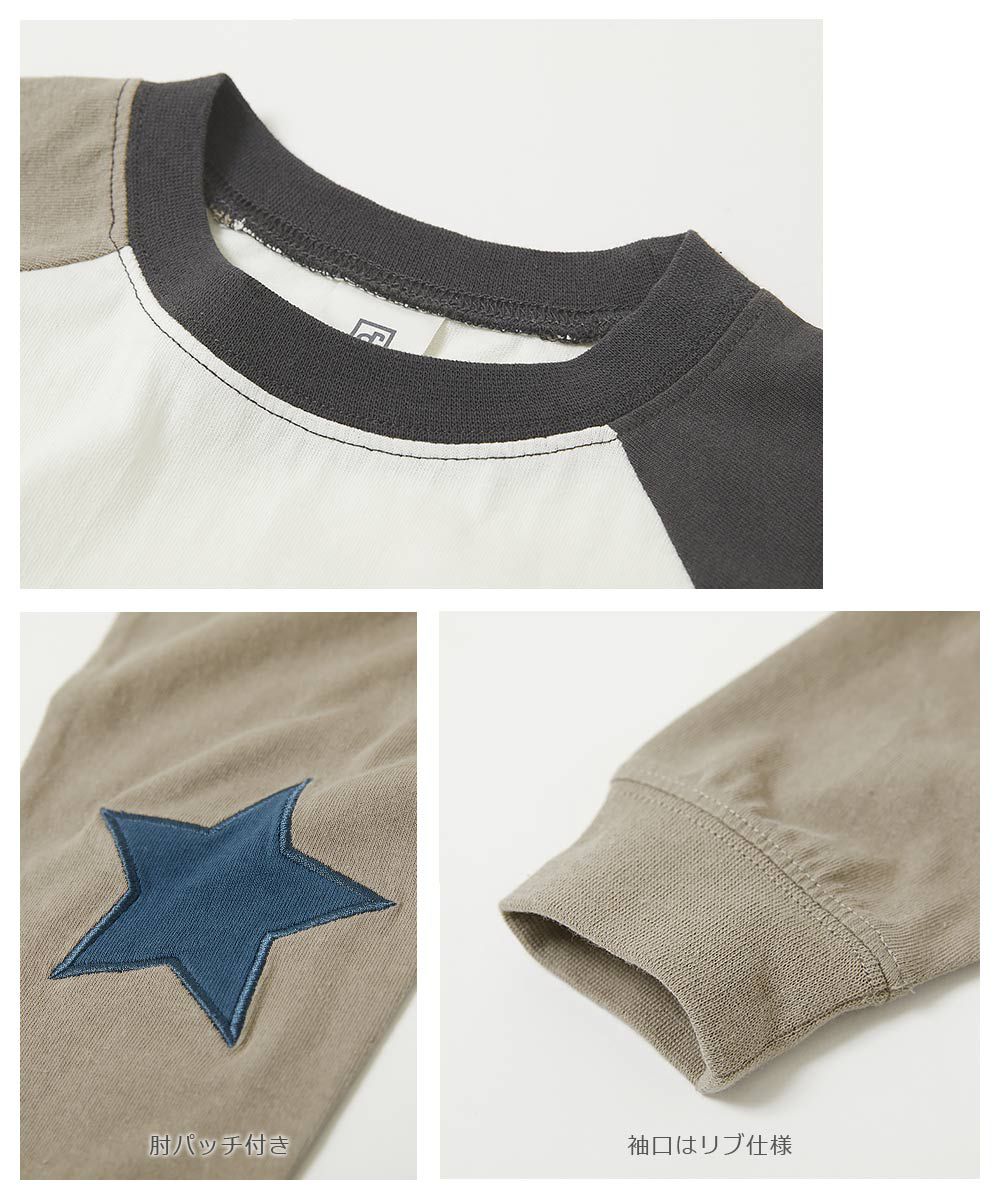 日本 devirock - 純棉 定番百搭印花長T-撞色星星-白