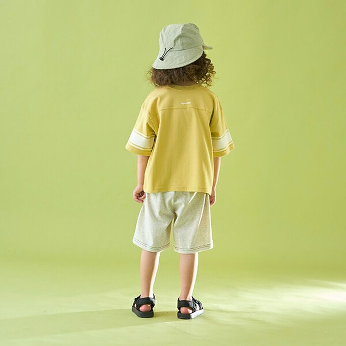 日本 b-ROOM - 正反都OK 落肩線條短袖上衣-深棕