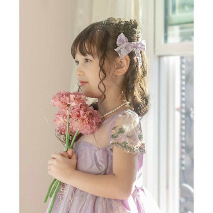 日本 Catherine Cottage - 夢幻蕾絲刺繡蝴蝶夾髮夾(2入組)-米杏