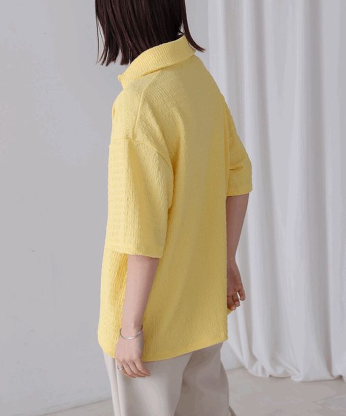 日本 Bab - 精緻紋理都會感五分袖上衣-粉紅