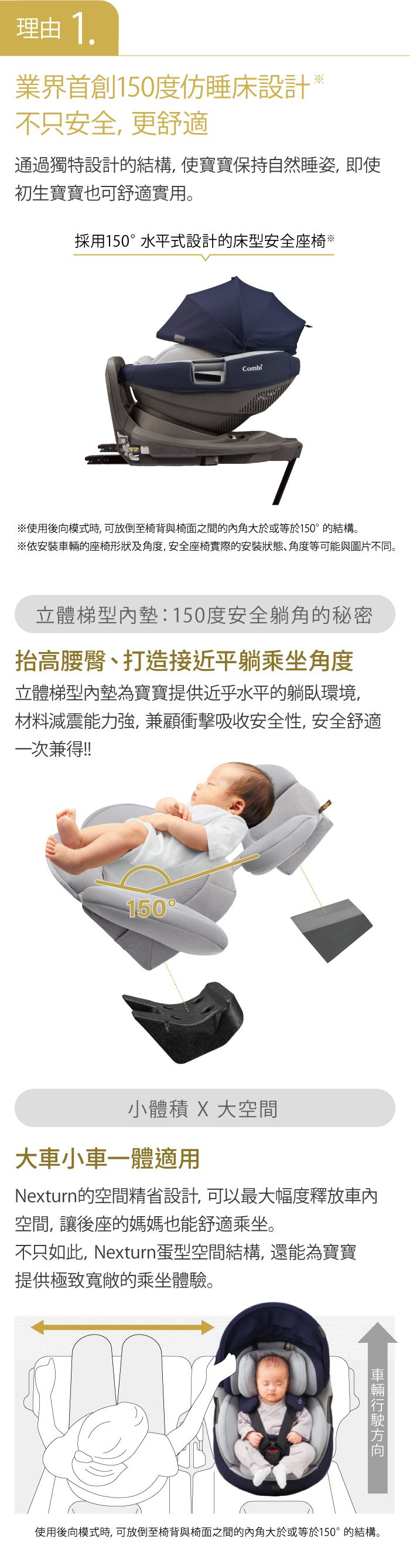 日本 Combi - Nexturn 21MC ISOFIX-懷抱式床型汽座-紳士藍