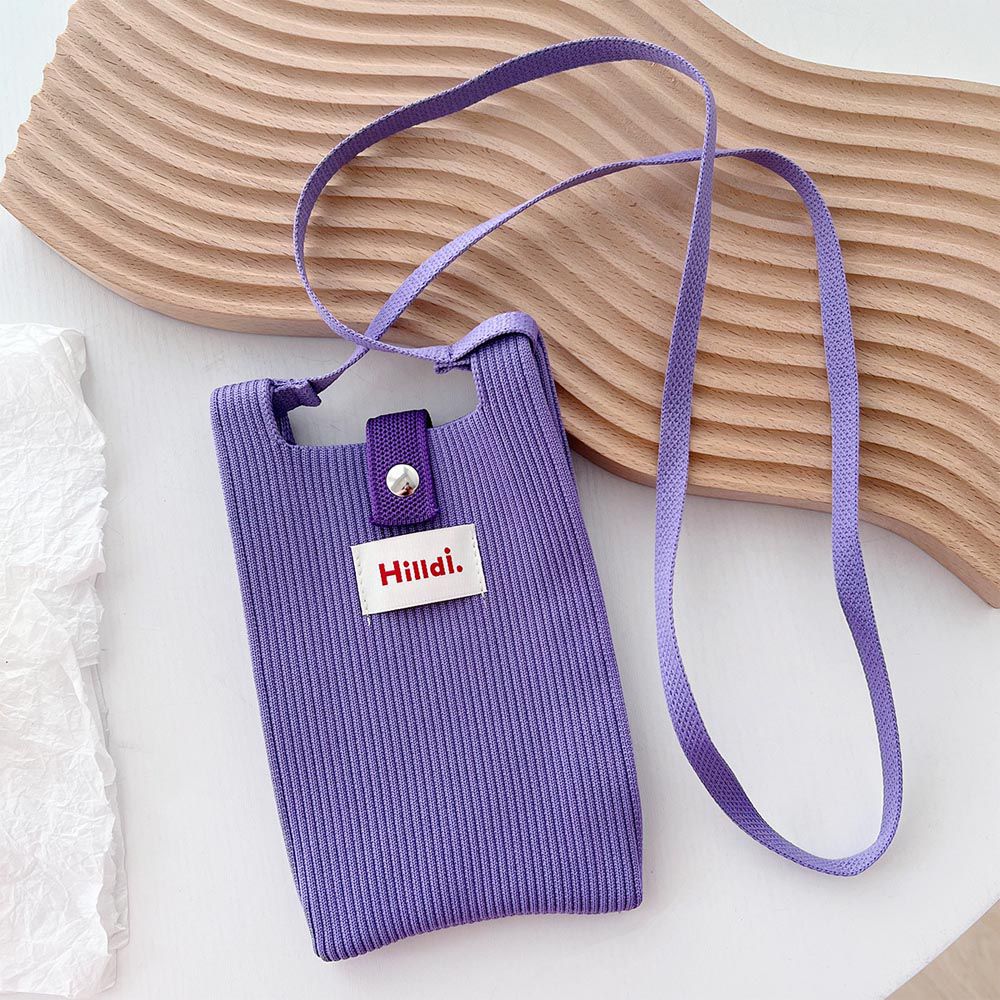 簡約百搭針織手機包/斜背包-紫色 (12x20cm)