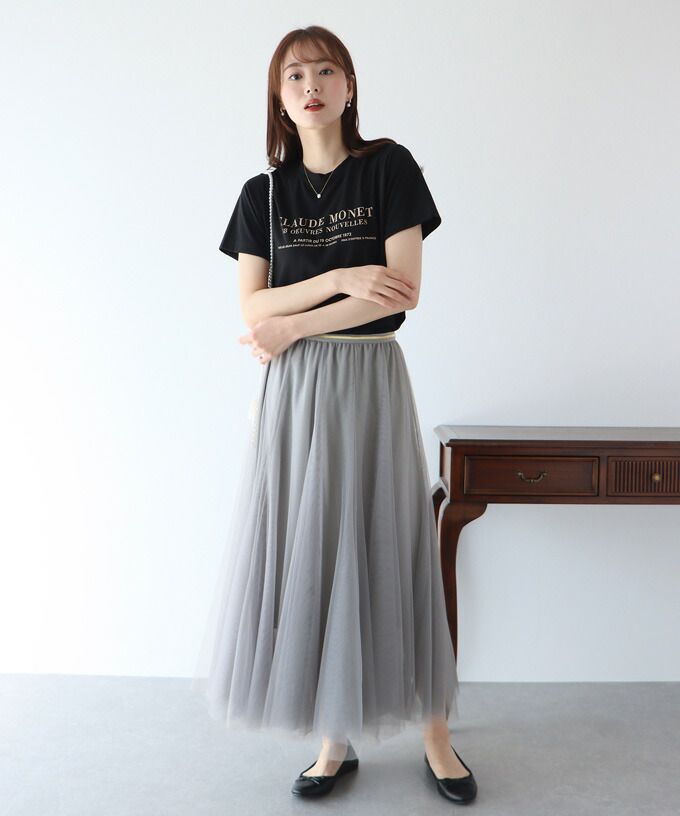 日本 BLUE EAST - 飄逸顯瘦多層次紗裙-粉紫