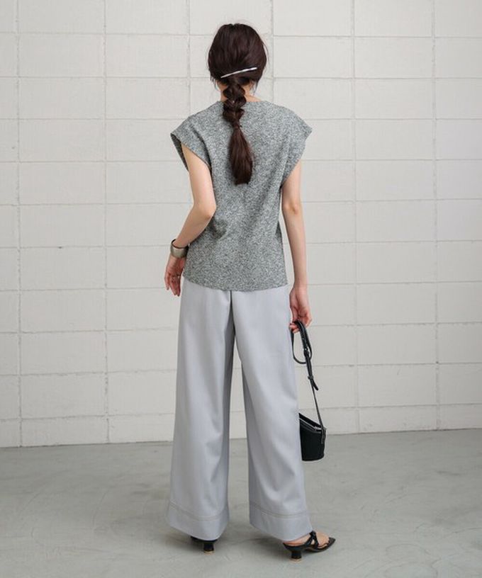 日本 Bab - 簡潔縫線俐落寬版長褲-白